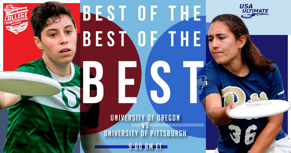 USA Ultimate (@usaultimate) on Twitter photo The temps won't be the only thing heating up tomorrow! We start off day 3⃣ of #USAUD1CHAMPS streaming the women's quarters between <a href="/uoregon/">University of Oregon</a> <a href="/OregonFugue/">Fugue Ultimate</a> & <a href="/PittTweet/">University of Pittsburgh</a> @PittUltimateW on our Facebook, YouTube & Twitter at 9a ET: collegechampionships.usaultimate.org/watch-live/. #USAUltimate The temps won't be the only thing heating up tomorrow! We start off day 3⃣ of #USAUD1CHAMPS streaming the women's quarters between <a href="/uoregon/">University of Oregon</a> <a href="/OregonFugue/">Fugue Ultimate</a> & <a href="/PittTweet/">University of Pittsburgh</a> @PittUltimateW on our Facebook, YouTube & Twitter at 9a ET: collegechampionships.usaultimate.org/watch-live/. #USAUltimate