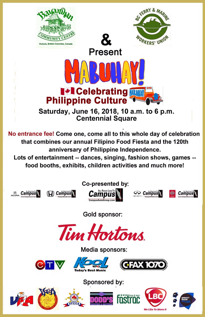We're only 3 weeks away from our biggest event yet! Mabuhay is the combination of 2 #filipinocultural #events: our yearly #Philippine #foodfiesta and the 120th #IndependenceDay of the Philippines. Entry is #free so everyone is welcome! #yyj #yyjevents #victoria #bc #downtown