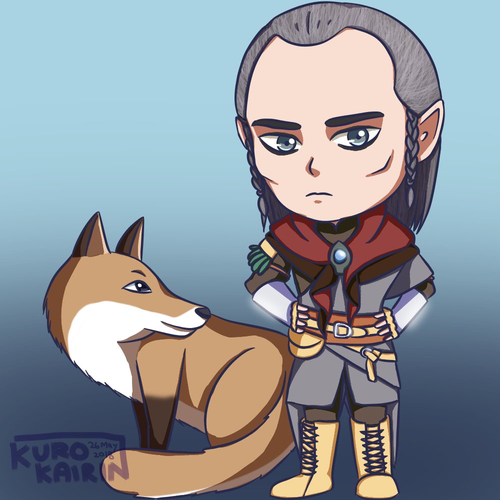 KuroKairin's tweet photo. Finally something non-MM!! (Hopefully) The first of my chibi fanart series for TW3. 😛 Titled "The Fox" (dated 26 May 2018), featuring Avallac'h.
#TheWitcher3 #Avallach #CrevanEspaneaepCaomhanMacha #TheFox #cdprojeckred #fanart #chibiart #firealpaca https://t.co/KwsBBSFQBn