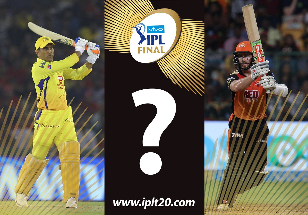 After 59 matches, it has all come down to Match 60 of #VIVOIPL where the two finalists <a href="/ChennaiIPL/">Chennai Super Kings</a> and <a href="/SunRisers/">SunRisers Hyderabad</a> are all set for an epic clash at the Wankhede Stadium. 

Which Captain do you reckon will take the trophy home?

#VIVOIPL #Final #CSKvSRH
