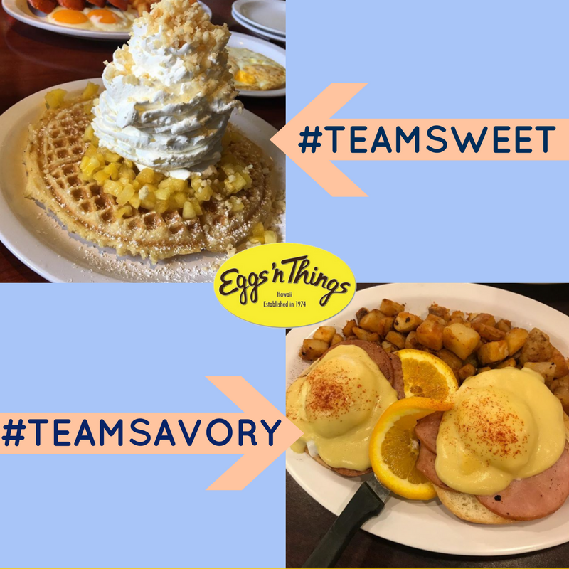 eggsnthingsguam's tweet photo. Which side are you on? 🍳🥞 https://t.co/uXnNxbw6nO