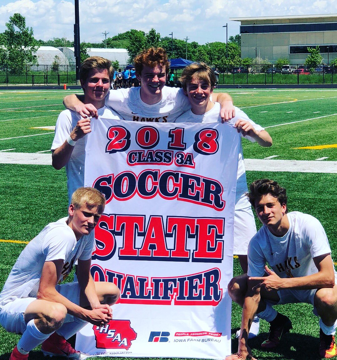 Ankenysoccer's tweet photo. On to State we go!! Congrats to TRHS on a fantastic season! Today was a hard battle in the blistering heat and great advertisement for Iowa HS Boys Soccer! Next up for the Hawks CR Prairie!! #Substatechamps #Hawkssoccer https://t.co/m7FBPSAHml