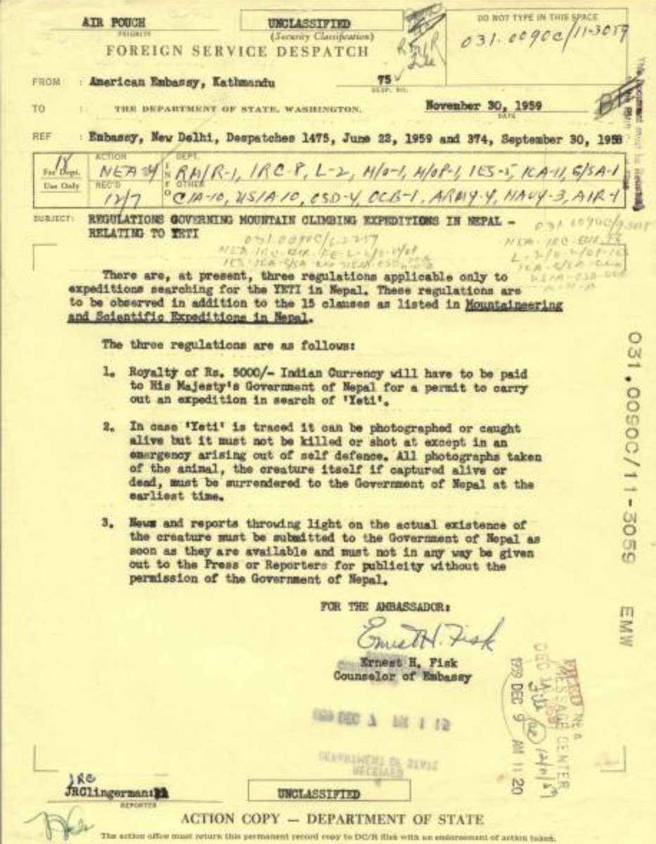 CreaturePasta's tweet image. One of our listeners sent us a link to this. Kind of cool to see a mention in an official capacity of the #yeti ! catalog.archives.gov/id/24194175 #cryptid #paranormal