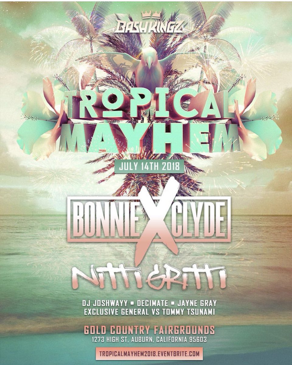 Lamar_crooms's tweet photo. Itβs almost that time π hereβs the full lineup with @BONNIEXCLYDE and @DJNittiGritti for tropical mayhem 2018 π€πΎ purchase your ticket now (link in the bio) you know how we do it π #bashkingz #tropicalmayhem #edmraves https://t.co/7xpukJBGmt