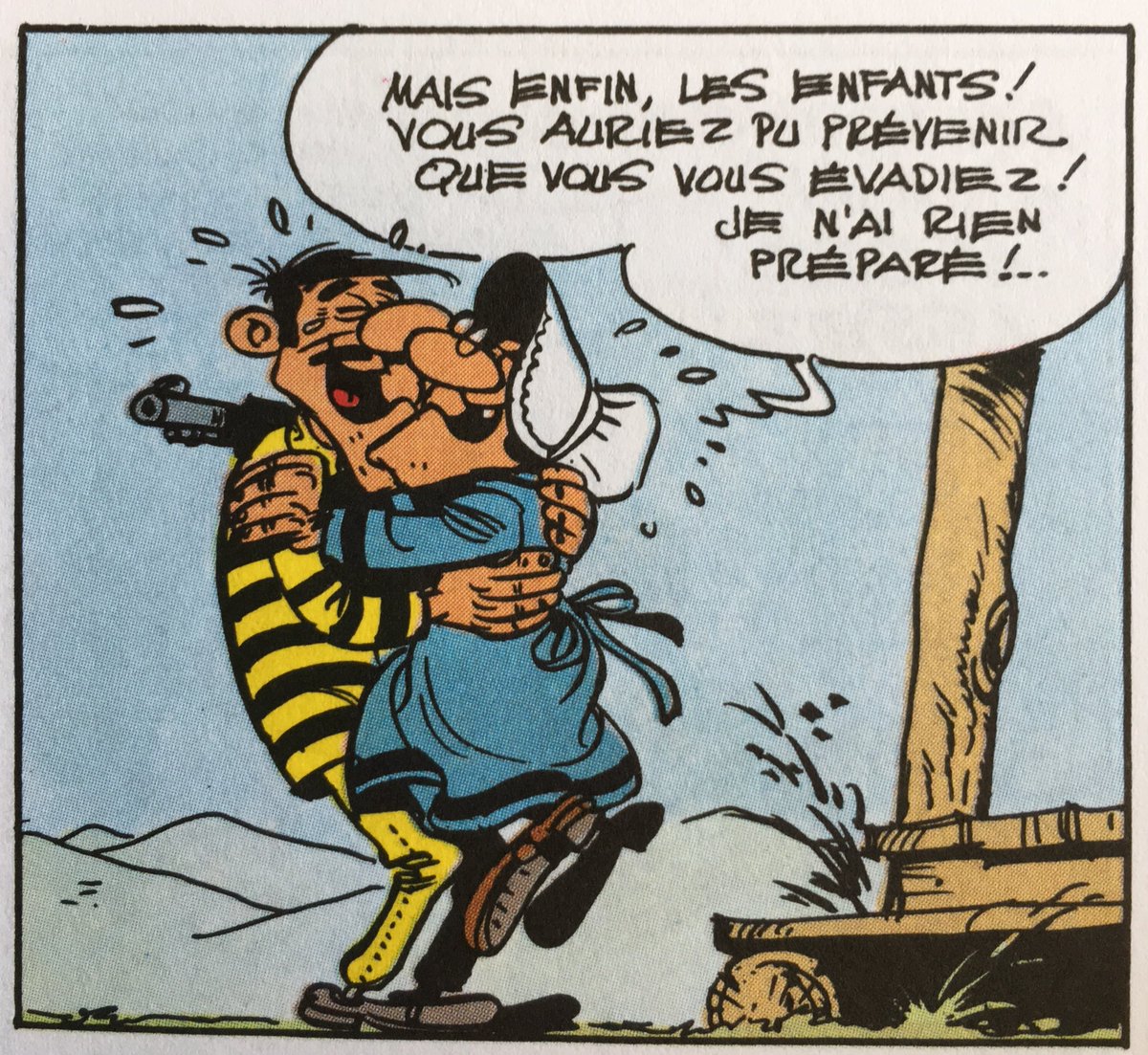 la_case's tweet photo. Lucky Luke: Ma Dalton - Morris &amp; Goscinny, 1971.
Aaaah, retrouver les bras maternels...
Bonne fête, les mamans!
#FeteDesMeres https://t.co/kzjMyPatEN