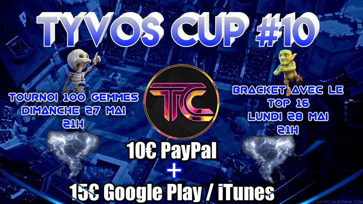 TyvosCup's tweet photo. Bonjour à tous !

N'oubliez pas d'être présent ce soir à 21H pour le tournoi à gemmes qualificatif !

Mot de passe donné sur le stream d'@ad_otan juste ici : https://t.co/NbgQhsQlZq

Encore merci à notre sponsor @LSDLV_CR pour ces 10€ PayPal en récompense supplémentaire 😁 https://t.co/rufr48YMdy