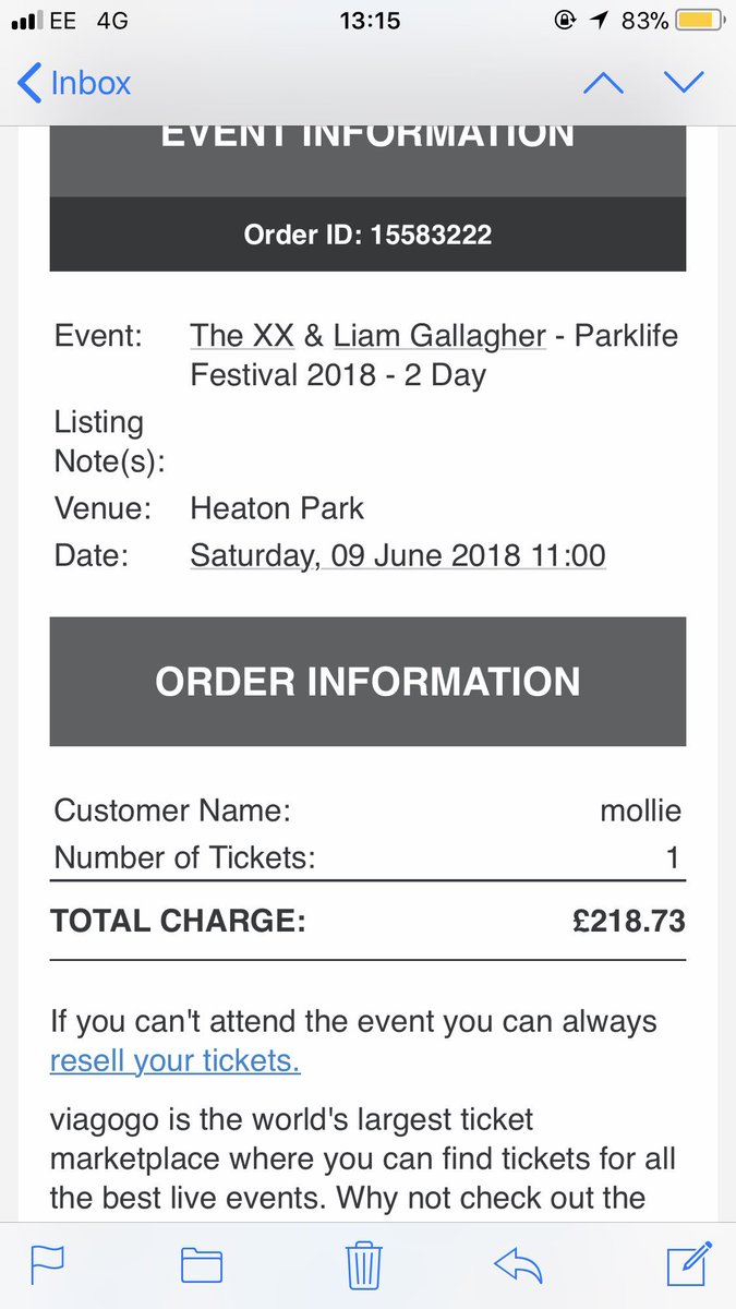 MollieCook16's tweet photo. @Parklifefest why am I paying this much for one ticket???? https://t.co/Sjx2jBvO3K