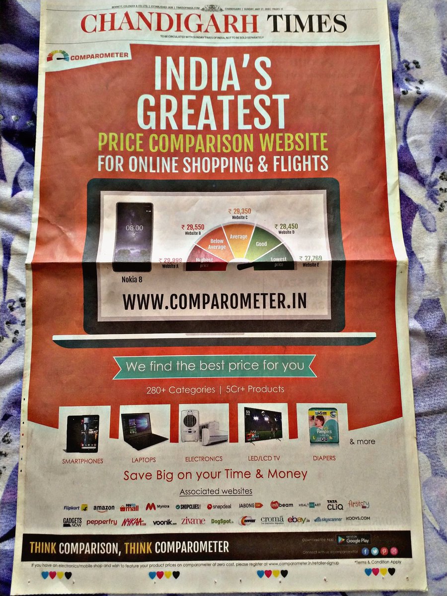 vineetsaini19's tweet photo. Here we are !
Our first print ad on TOI. A milestone to celebrate. π
#happyme #comparometer #timesofindia #compare #prices #branding #toi #grateful https://t.co/Lofbuq80wG https://t.co/YXTSUXz2bo