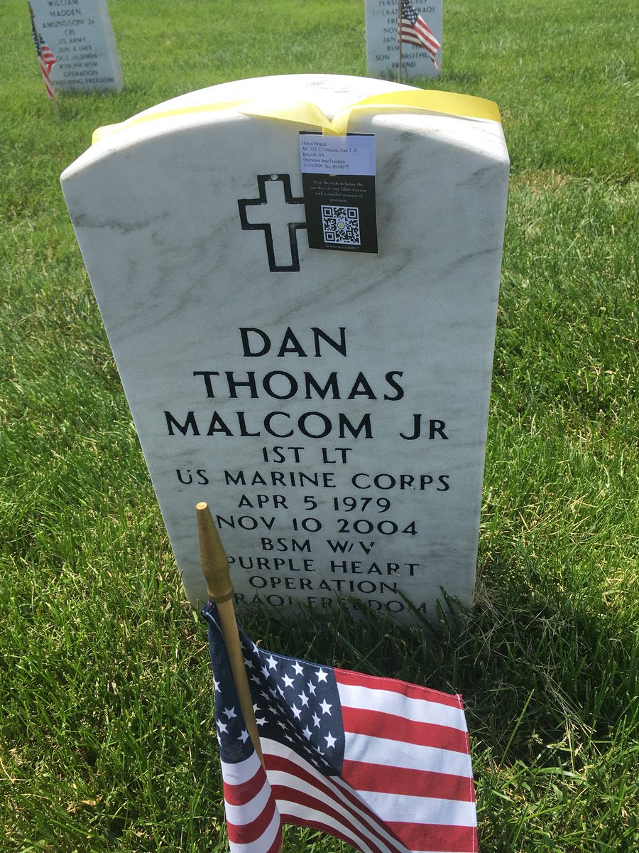 Noahood's tweet photo. Today, I honor 1st LT Dan Thomas Malcom Jr. from Brinson, GA for his heroism and sacrifice. He was killed November 10, 2004 in the first days of the battle for Fallujah by sniper fire. #mindfulmomentofgratitude #mindfulmemorialday #memorialdayweekend https://t.co/RpNSS4gqd6