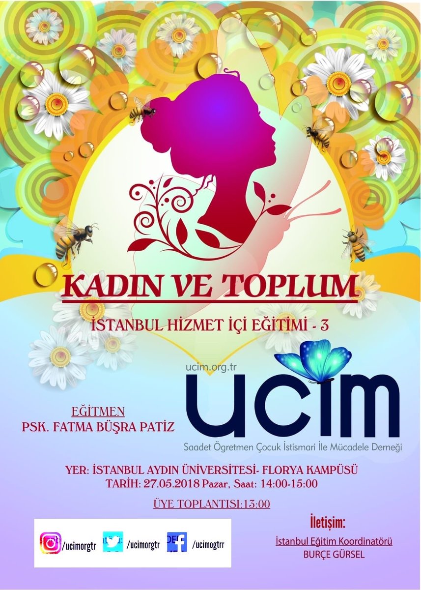ucimorgtr's tweet photo. UCİM #İstanbul bugün saat 14:00’de Eğitmen Psk. Büşra Patiz’in #İstanbulAydınÜniversitesi (@IAUKampus) Florya Kampüsü’nde sunumuyla 3. hizmetiçi eğitimini gerçekleştirecek.İstanbulluları bekliyoruz.
@SaadetOzkanEfe @yclcyln 
#hizmetiçieğitim #ucimorgtr #UCİM https://t.co/EZN7SSHL6i