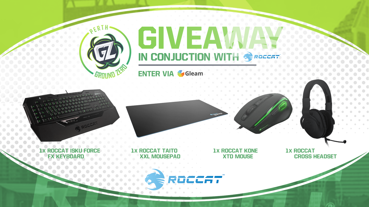 In conjunction with @ROCCAT, we are running a peripherals giveaway!
1x ROCCAT Isku Force FX Keyboard
1x ROCCAT Cross Headset
1x ROCCAT Taito XXL Mousepad
1x ROCCAT Kone KTD Mouse

Enter via Gleam: gleam.io/competitions/6…

#GZPZ 💚💚💚