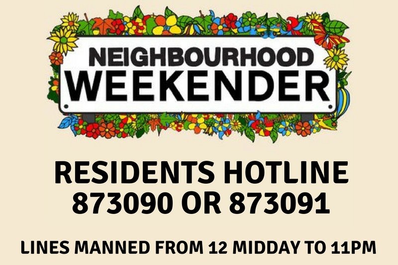 It's the second day of the <a href="/nbhdweekender/">NBHD Weekender</a> at Victoria Park
If you live locally and have an issue please phone the event hotline on 873090 or 873091
The organisers have people manning the phones 12 midday to 11pm
More info: socsi.in/uPKee