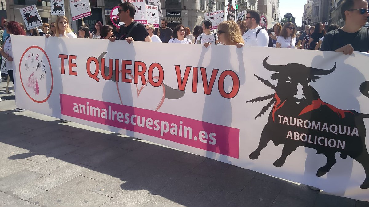 madrid_vegano's tweet photo. Ahora en #Madrid ➡ manifestación #TauromaquiaEsViolencia #TauroViolencia (@TauromaquiaEsV) 💪🐃 https://t.co/D8yeyRvR4w