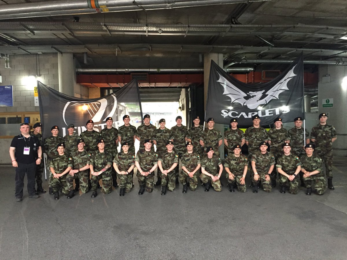 damienoherlihy's tweet photo. @defenceforces personnel who carried th 14 team flags at @PRO14Official finals in @AVIVAStadium yesterday @RDFRepAssoc #singleforce #Defence Forces #Pro14Final #StrongerTogether https://t.co/OoNiPKpEHD
