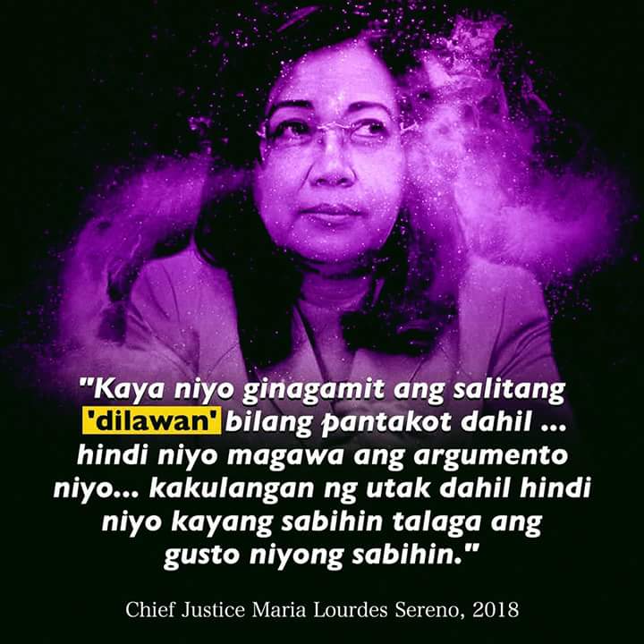 Popoygee's tweet photo. CJ Sereno on those who call her "Dilawan" 😆😆 #StandwithCJ #JointheResistance #FightBackCJSereno https://t.co/ClBPIvBK8U