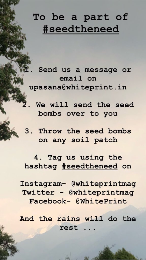 whiteprintmag's tweet photo. Join us on #WorldEnvironmentDay #seedtheneed https://t.co/dHKloIenVJ
