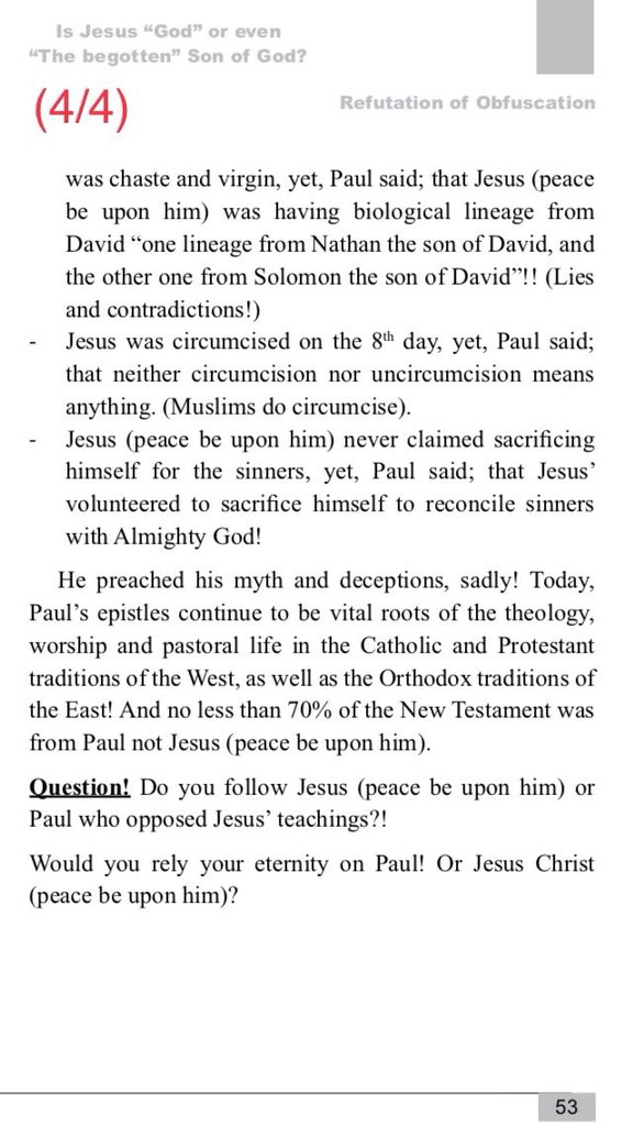 Ref_Obf's tweet photo. The Man so-called #Saint_Paul
The “Second Founder” of #Christianity who made a serious paradigm shift.
#Paul differs from #Jesus in terms of the origin of his #message, his teachings, and his practices
In fact, no less than 70% of the #New_Testament was from #Paul NOT #Jesus
📚 https://t.co/1NneBf8IGh