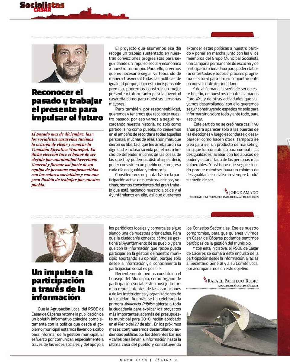 psoecasarcc's tweet photo. Ya puedes leer nuestro boletín informativo "Socialistas Casar". Hablamos de empleo, pensiones, residencia de mayores... https://t.co/R8cRtHWX8C