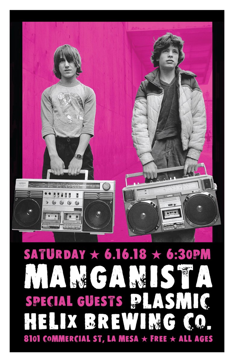 Free, all ages show with Manganista and Plasmic at Helix Brewing on 6/16!