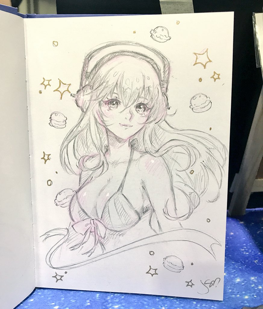 #MomoCon #sketch #commission of #SuperSonico ✨🍑✨