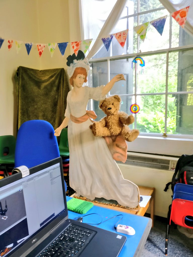 teej_matthews's tweet photo. Been kicked out of the main @Holburne Museum so we're taking up residence in the local kid's arts centre, which means Austen et. Teddy are our new #GameTale mascots! 👒✍️🐻👩‍💻 https://t.co/BhR3fjGtlf