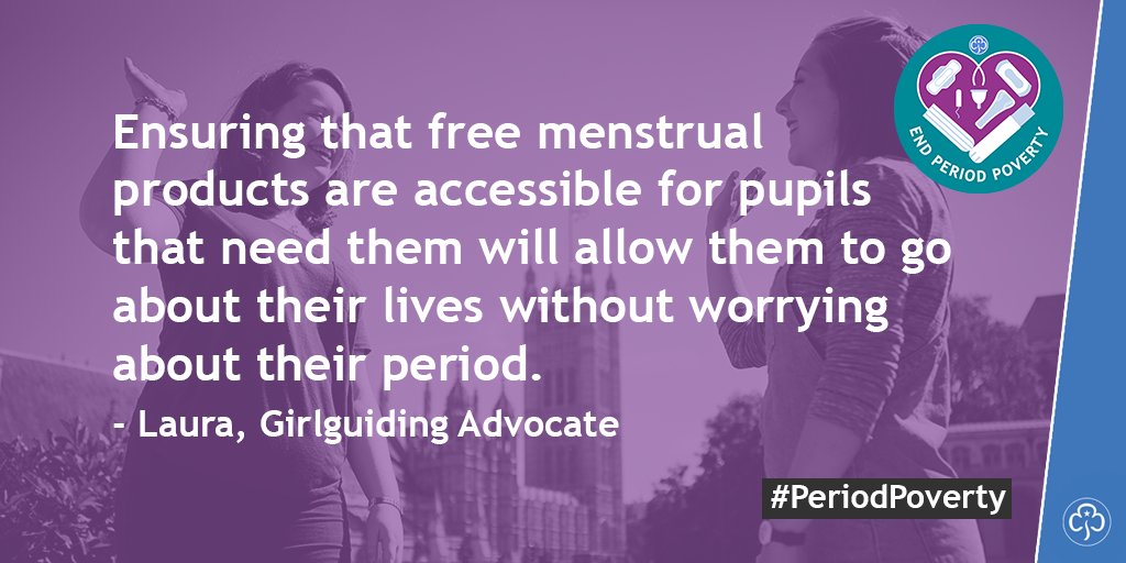Girlguiding's tweet photo. We're supporting the #PeriodPoverty campaign because it's an issue that our #GuidingAdvocates are passionate about… https://t.co/wiarYljtgT https://t.co/MRgTsfL7ay