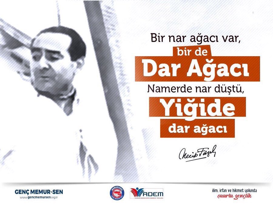 "Onlar sanıyorlar ki, biz sussak mesele kalmayacak.
Halbuki, biz sussak, TARİH SUSMAYACAK
Tarih sussa, hakikat susmayacak." S. Karakoç

Milli iradenin askıya alındığı 27 Mayıs darbesinin sene-i devriyesinde Adnan Menderes, Fatih Rüştü Zorlu ve Hasan Polatkan'ı rahmetle anıyoruz.