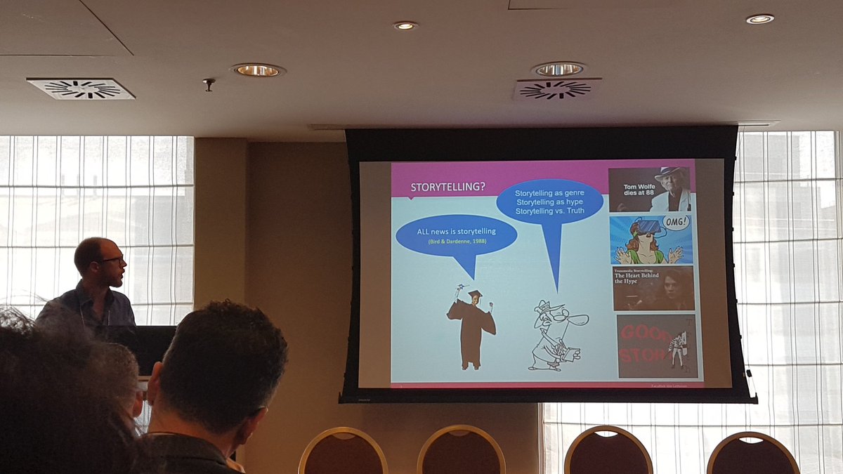 MJBroersma's tweet photo. How do journalists talk about storytelling and truth-finding? Jan Boesman presenting study from our @univgron_journ & @VUamsterdam project The New News Consumer #NNConsumer #ica18 https://t.co/Y7FsBVZSIY