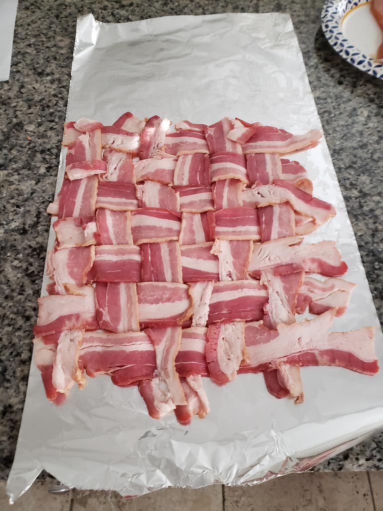 truckpoetry's tweet image. When Step 1 is "Weave a mat out of bacon" you know you are in for something great. #baconexplosion