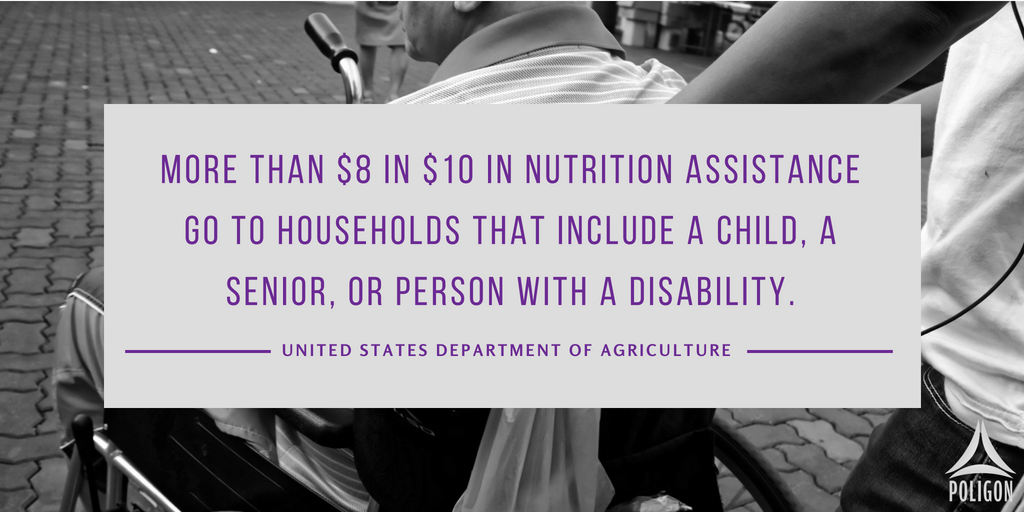 poligonnational's tweet photo. More than $8 in $10 in nutrition assistance go to households that include a child, a senior, or person with a disability.Yet these are some of the people hit hardest by the House GOP Farm Bill. #HandsOffSNAP #MuslimsAgainstHunger https://t.co/OfpbOhsLXD