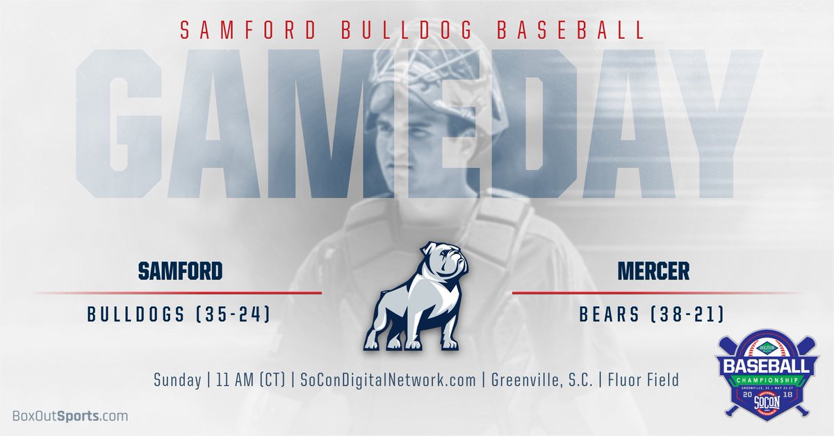 SamfordBaseball's tweet image. It's Championship Sunday!! This is the culmination of all of our hard work, effort and dedication!  #LetsDoThis  #SamfordStrong 

📍Greenville, S.C.
🏟️ Fluor Field
⏲️ 11:00 a.m. (CT)
🎟️ bit.ly/2Jm8We9  
💻 bit.ly/2GUZvAB
📉 bit.ly/2IPpX0h