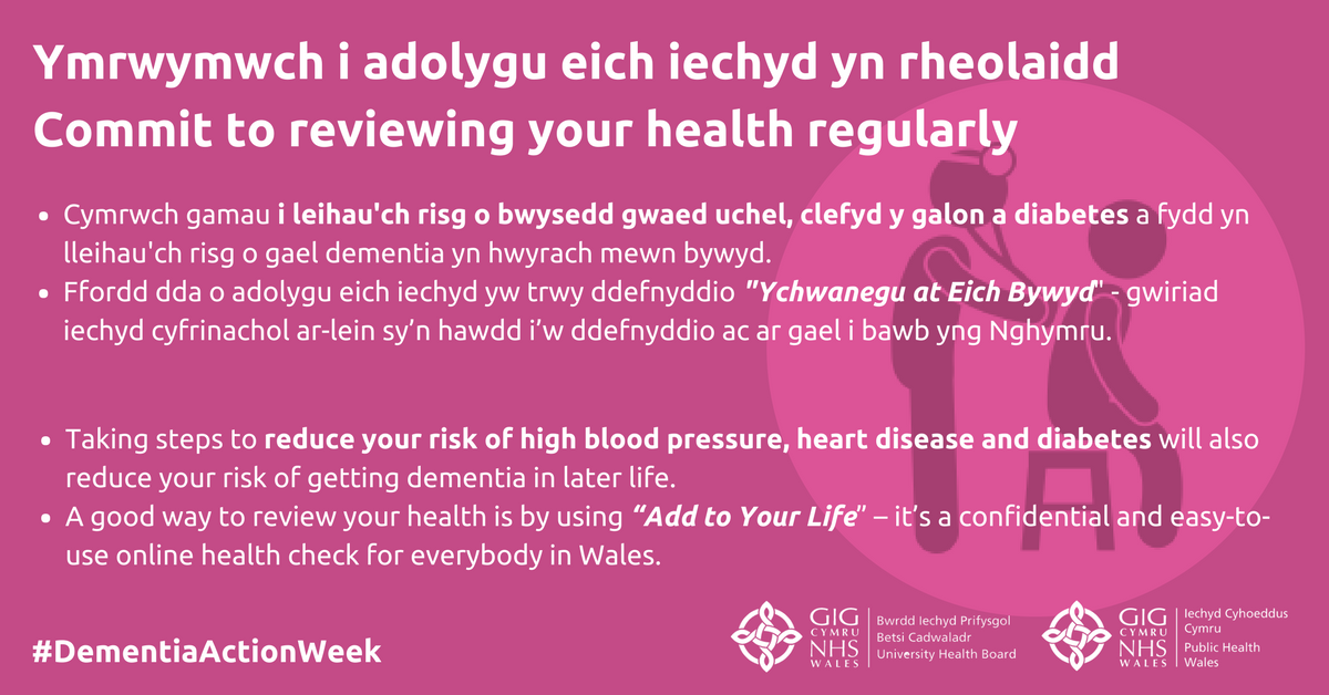 CyngorGwynedd's tweet photo. Ymrwymwch i adolygu eich iechyd yn rheolaidd #DemntiaActionWeek 

https://t.co/9NMWhXt6Au https://t.co/qKCBrJyNfF