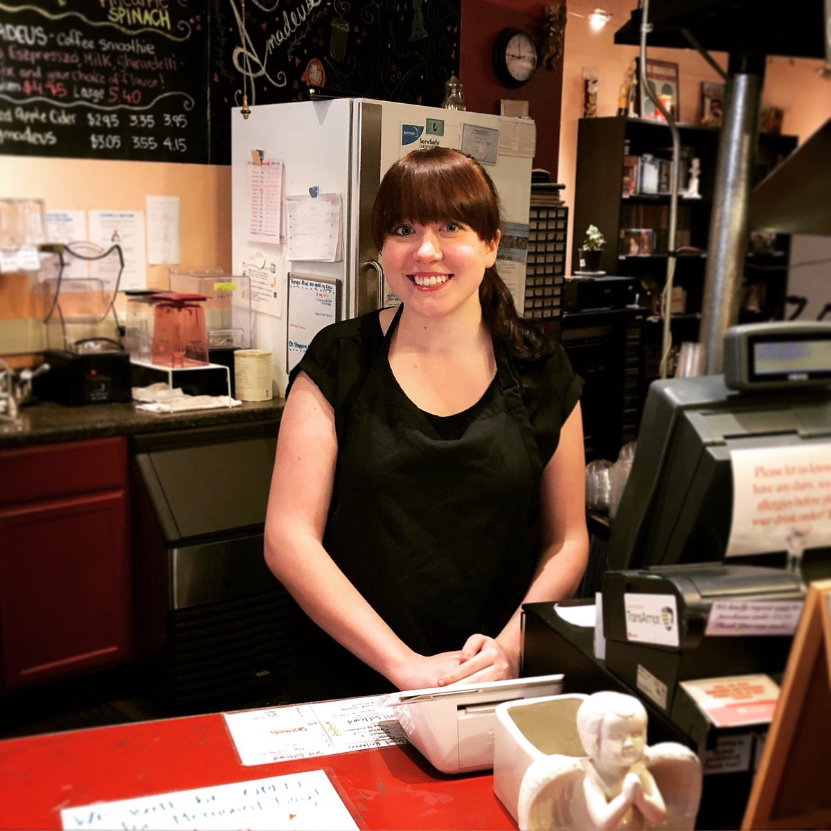 AmadeusCaffe's tweet photo. Today we say goodbye to Sara. Sara just graduated from IUP &amp; is beginning her journey with a new job in her field. We are so proud of her! Sara has been a wonderful addition to our team &amp; has brightened the cafe! We will all miss her dearly but are so excited for her future! https://t.co/8MeLjhhJqG