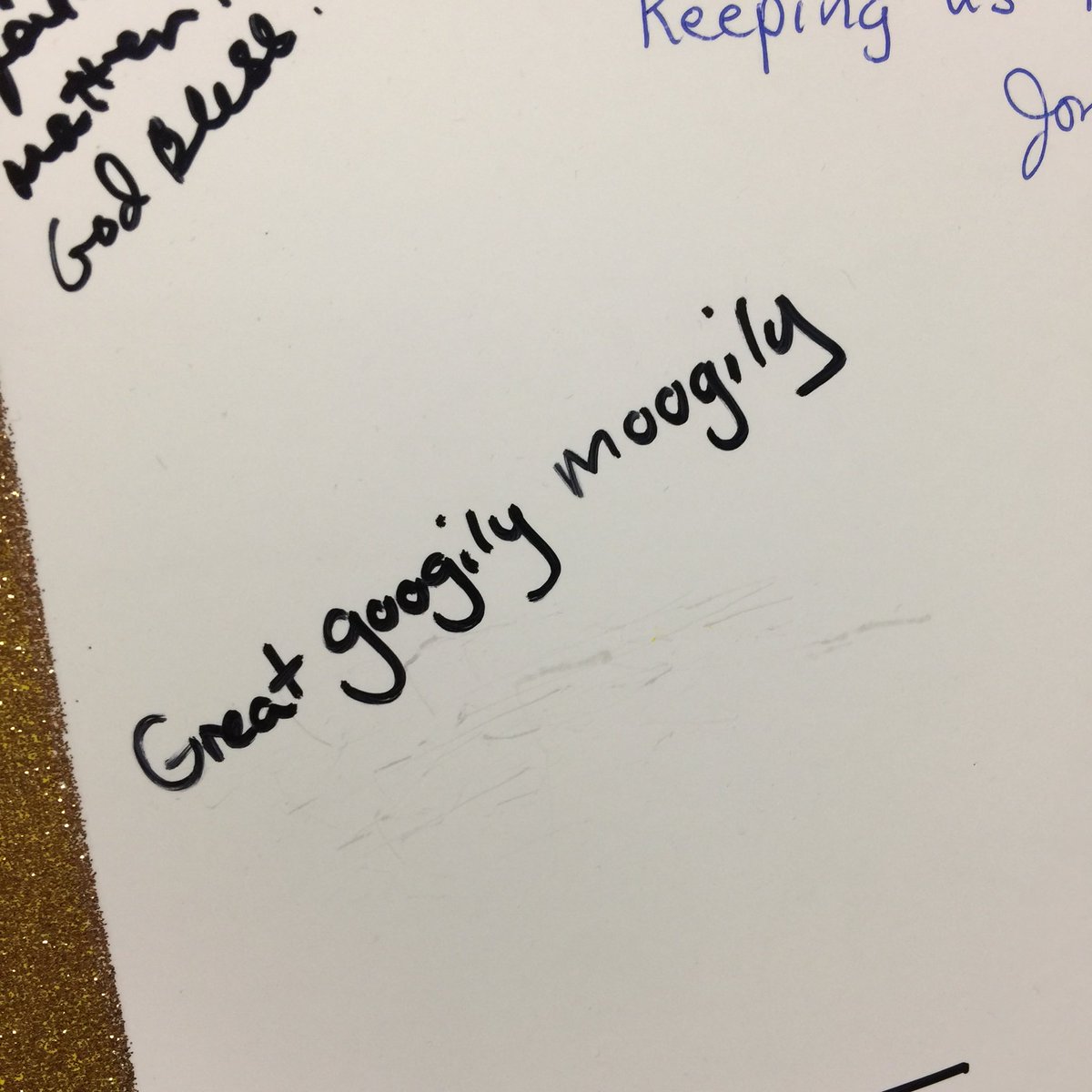 Annamaetion's tweet photo. Someone thanked our troops with a “Great Googily Moogily” @mmonogram @DanPovenmire https://t.co/WoCDP333Ag