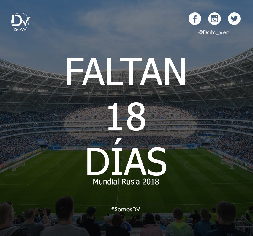 Data_Ven's tweet photo. #MundialRusia2018 | ¡Faltan 18 días para vivir la emoción del Mundial!

#SomosDV #Fútbol #Sport https://t.co/NbEdKaW6UJ