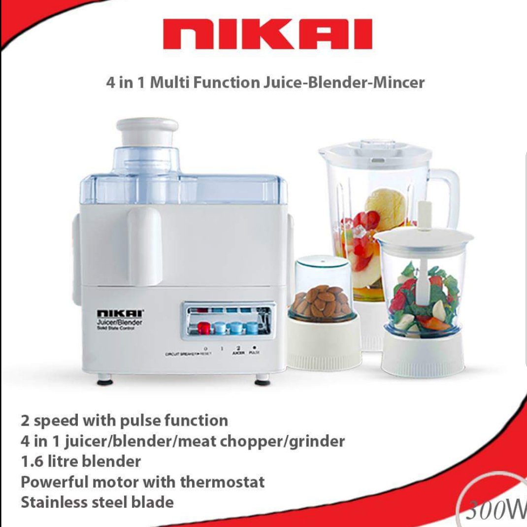 Nikai 4in 1 Multifunction juice- Blender- Mincer
MVR 900/-