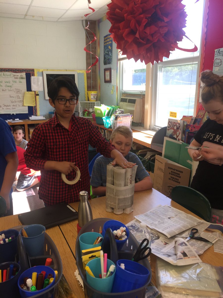 GoGES5Kirk's tweet photo. Build tower w/ newspaper &amp; tape that holds 🏀 for 20 seconds #STEM #GoGES #notaseasyasitlooks https://t.co/uf9kpm1hho