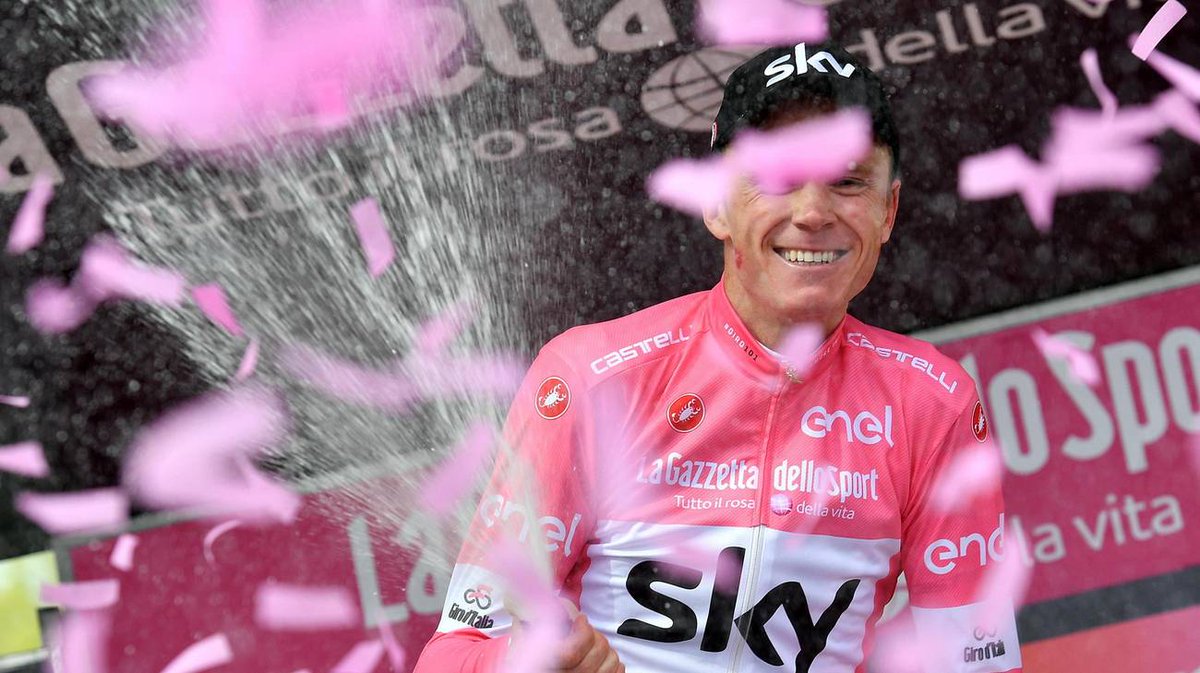 pinkjerseycom's tweet photo. 05/27 - Complimenti to @chrisfroome for winning 101º @giroditalia, we like the @Pinarello_com too! https://t.co/gmlemo1jc2 will begin re-blogging Italian cycling news Friday, June 1! https://t.co/qt5Gz5yyov