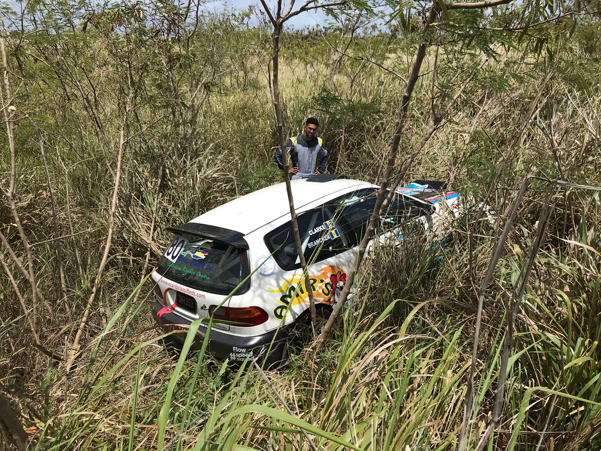 UPDATE: May 27, 2018 11:03AM
#80 Daryl Clarke/Russell Brancker went off on the first run. Crew OK, and hoping to extract the car and repair to return to competition. 
#FlowLive #FlowKOTH2018 #SOLRB2018 #SOLRallyBarbados