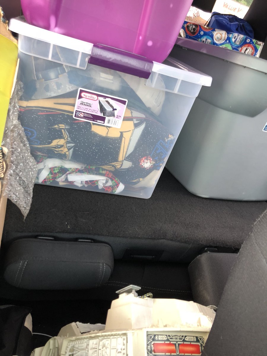 SWatDC's tweet photo. When you are moving 3 months before @DragonCon, of course the first load into storage while you work on fixing the new digs is @starwars stuff! Way more important than the other boxes! #Priorities #StarWars #SWatDC #WhatIsTheRoomGoingToLookLikeThisYear https://t.co/yWaHHsz05x