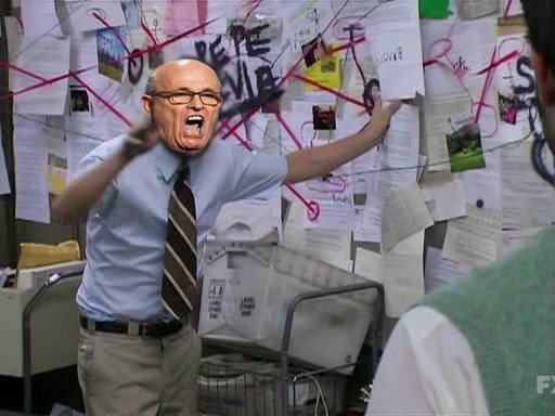 Stop_Trump20's tweet photo. Rudy Giuliani trying to explain how literally everyone on Trump's campaign team was colluding with foreign actors to rig the U.S. election but Donald somehow had NO clue 😂😂😂 https://t.co/ZwgTEfVvkv