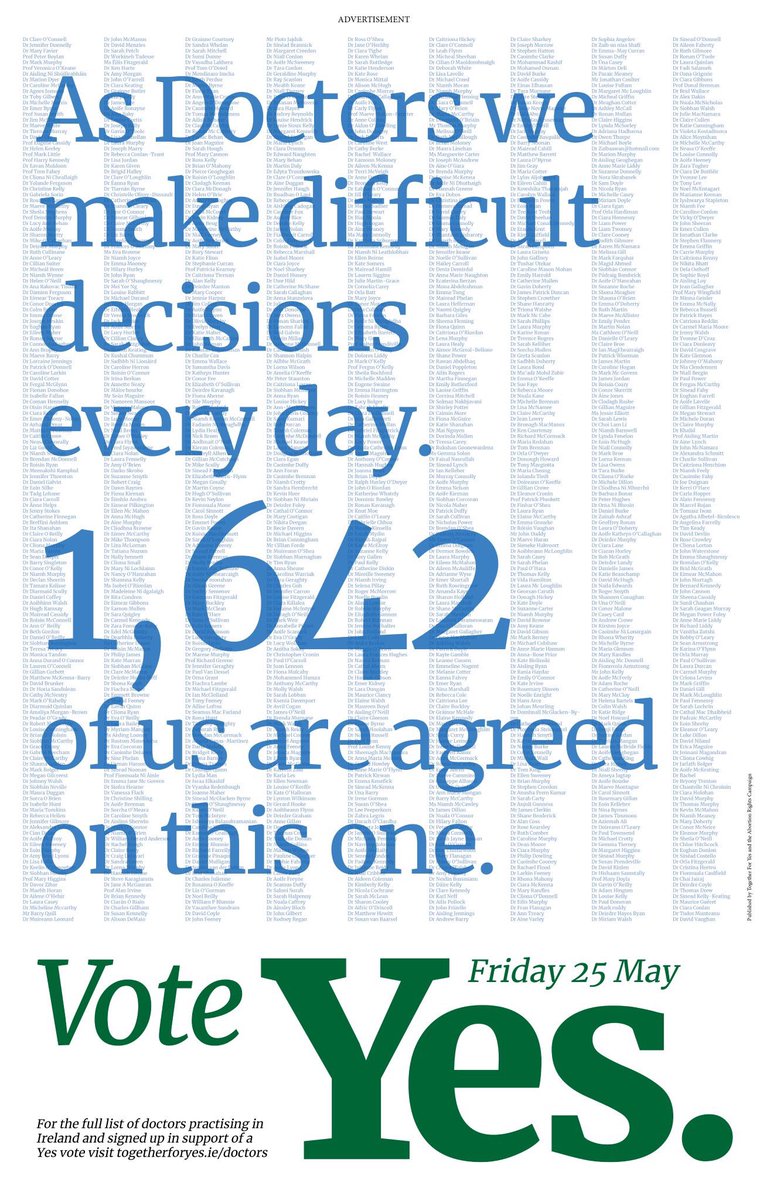 Doctors4Choice's tweet photo. @meogan @WomensIreland Thank you Maeve for all you’ve done and your advocacy. It was incredible to have our profession stand together, collectively for #Yes. Obstetricians, GPs, psychiatrists- every specialty- #Doctors4Yes https://t.co/iIDLh0Kluu