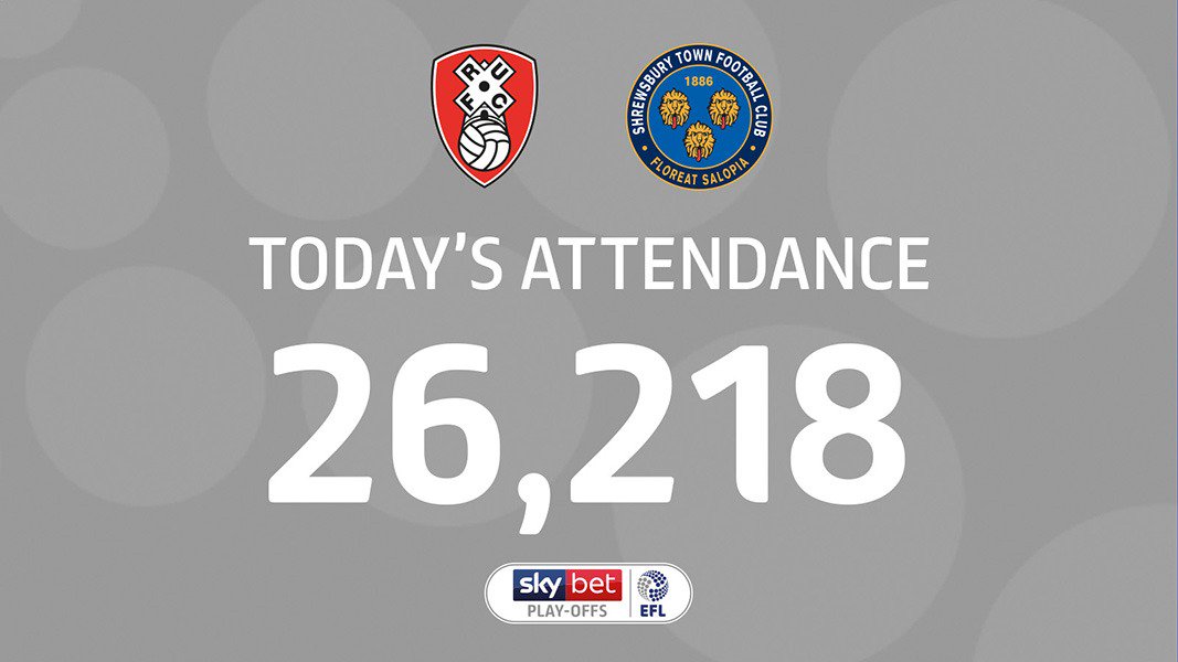 SkyBetLeagueOne's tweet image. 👏 @OfficialRUFC and @shrewsweb, thank you for your support at @wembleystadium this afternoon. 

You might be hanging around a little longer... 👀
