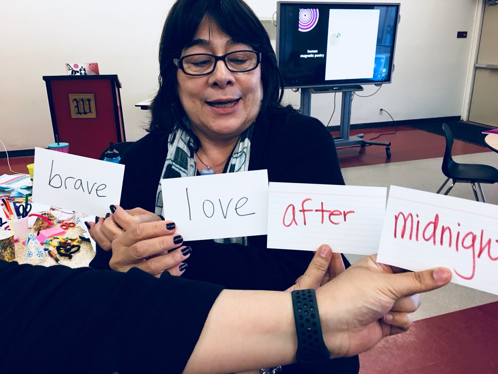 amyburvall's tweet image. The human magnetic poetry challenge always makes me smile #intentionthebook @IntentionBook