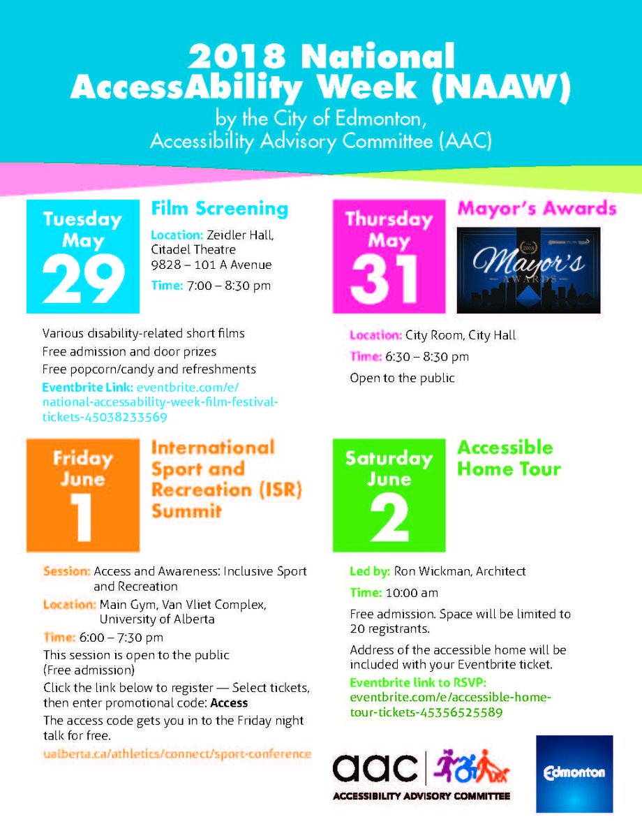 Today marks the kickoff for National AccessAbility Week in #yeg! Together, let’s promote inclusion and celebrate the contributions of those with disabilities. <a href="/AACyeg/">AAC</a> #yegaccess #yegaac edmonton.ca/nationalaccess…