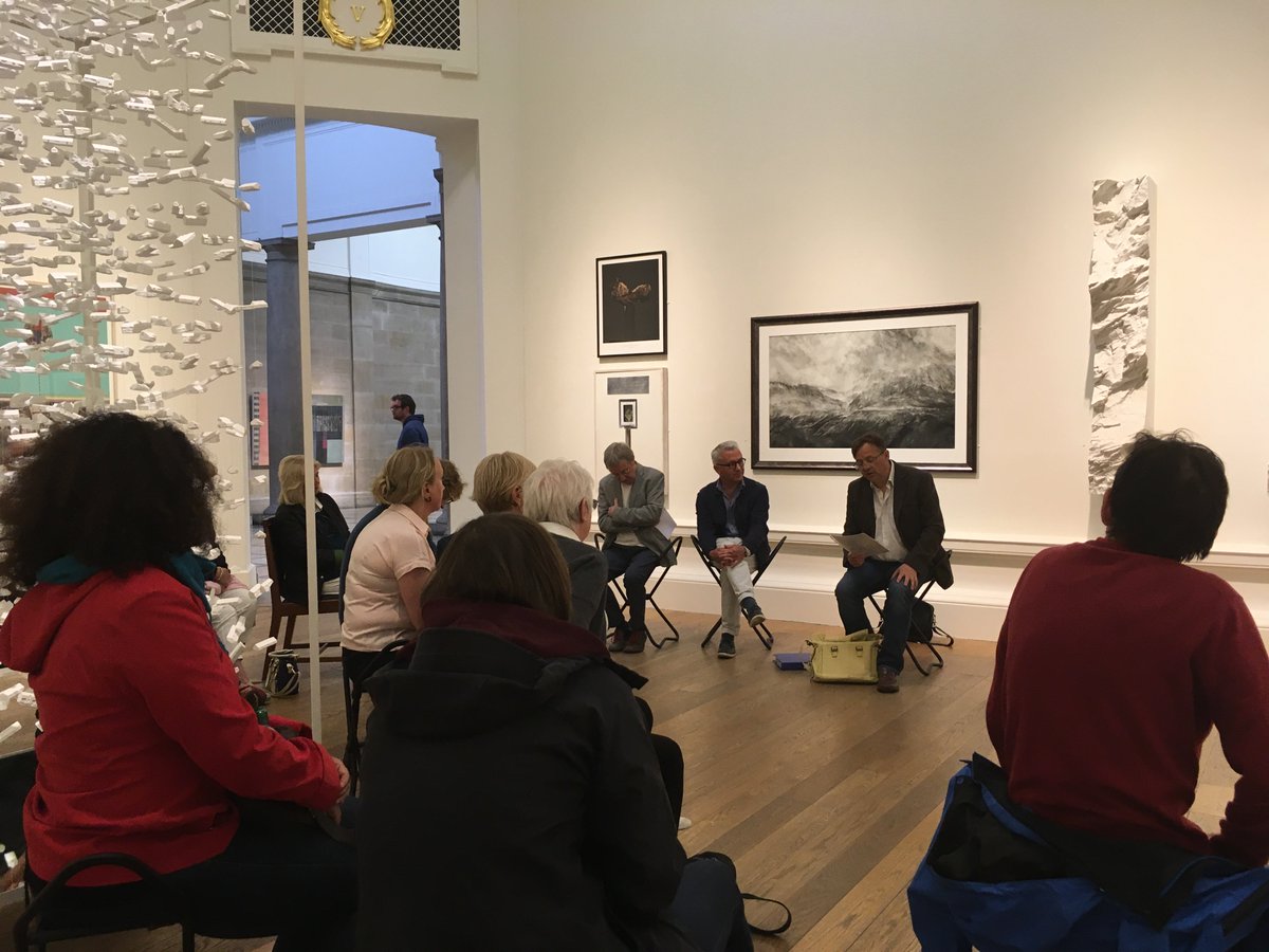 RoyalScotAcad's tweet photo. Massive thanks to poets #AlanSpence & #RabWilson, and also convener #CalumColvin, for a fantastic talk in the Gallery today!
Join us next Sunday for the last of our Poetry Events with Raman Mundair - https://t.co/KkzQlxrA6j https://t.co/ExYN811qpg
