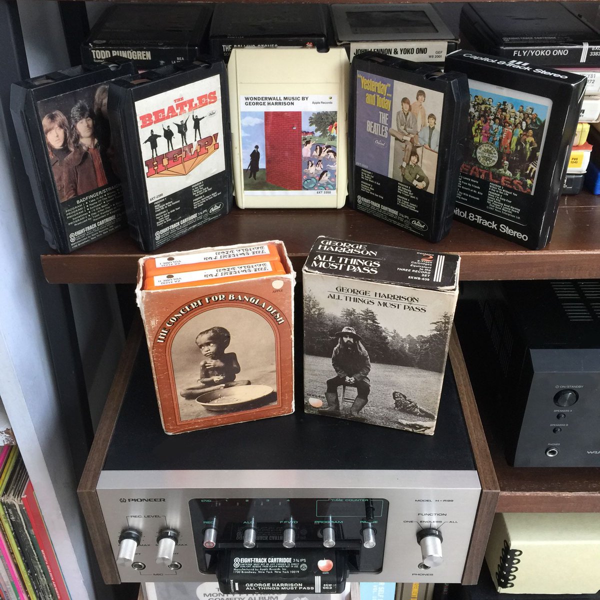 One of the key steps from analog album releases (#lps, #cassettes) to our current digital landscape was the #8track tape. Still a collectable relic from the age of #lavalamps, #tubetops and #bellbottoms. Show us your #8tracks!