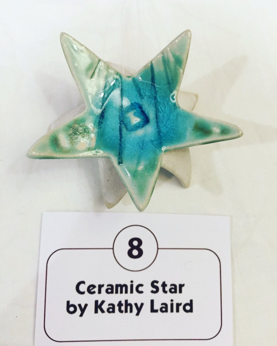 Silent Auction lot n.8: Win a gorgeous hanging star by @kathymewsart at @theflamingohouseuk fundraising in aid of <a href="/peacedirect/">Peace Direct</a>. Place your bids in house or by email, highest bid winner announced on Monday at 4pm #flamingohouse #silentauction #hovearts #aoh18 #art #kathylaird