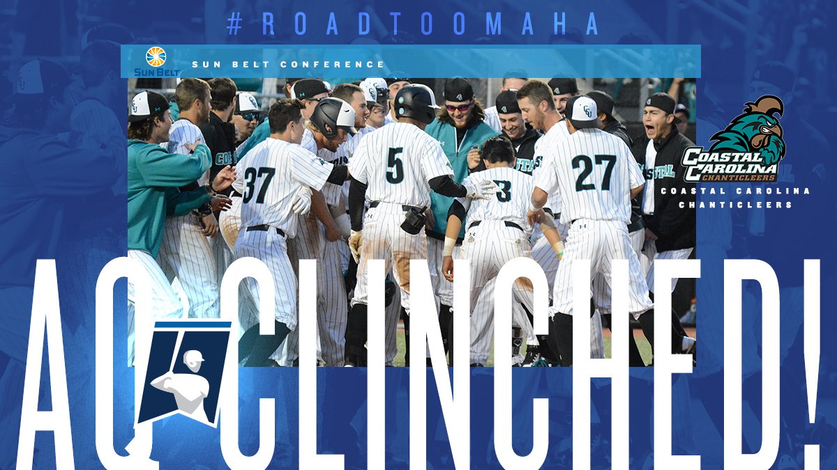 .<a href="/SunBelt/">Sun Belt</a>: AQ CLINCHED! ✔️

<a href="/CoastalBaseball/">Coastal Carolina Baseball</a> will have a #RoadToOmaha