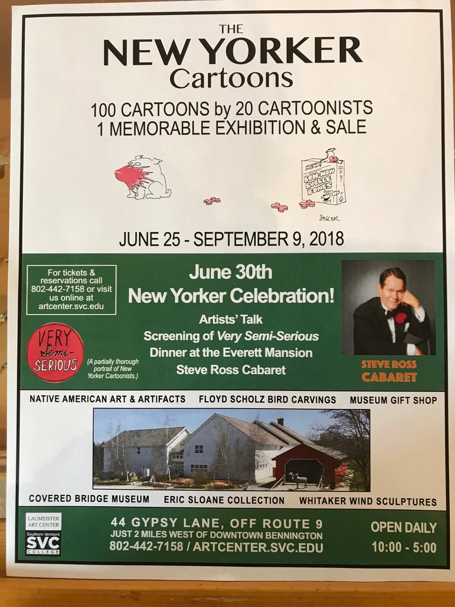 MahJonggGregg's tweet image. Not to be missed. #SteveRoss #NewYorker and #SouthernVermontCollege. #weekendgetaway in #Bennington #Vermont